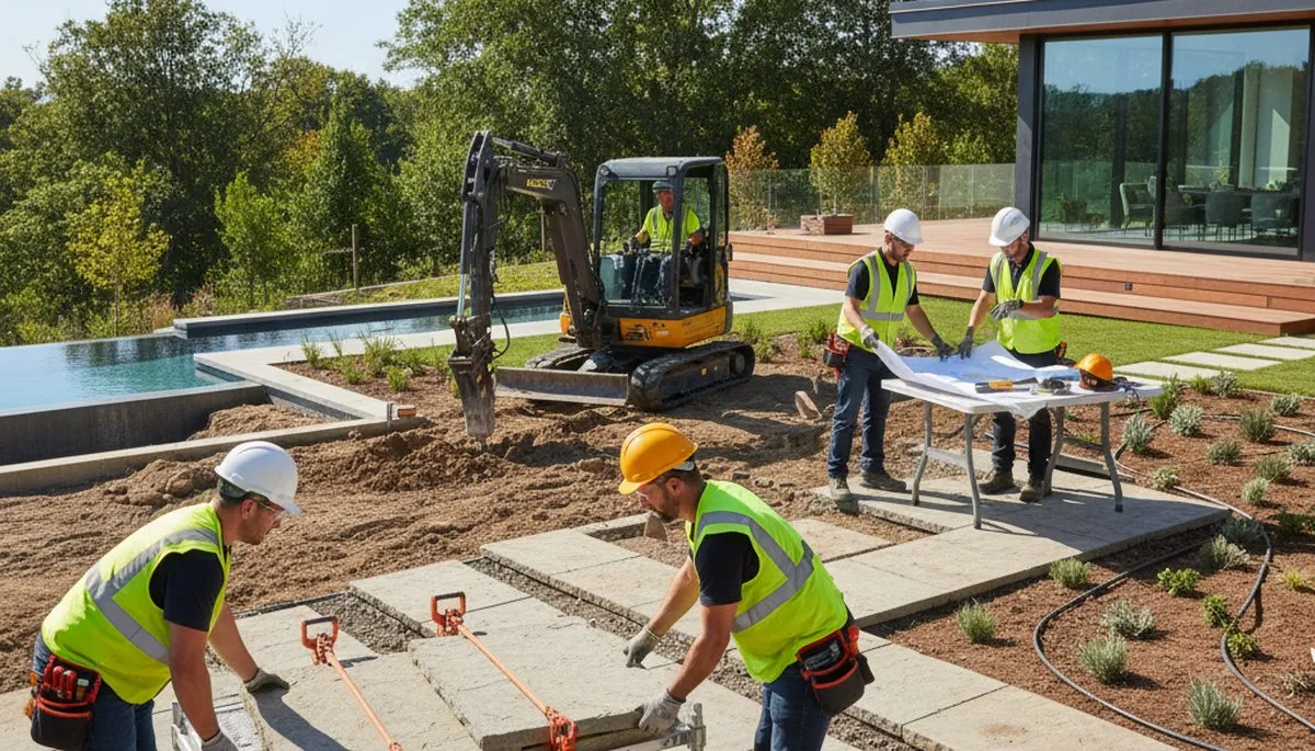 Milwaukee, WI tree service crew providing landscape design and tree care for residential outdoor spaces