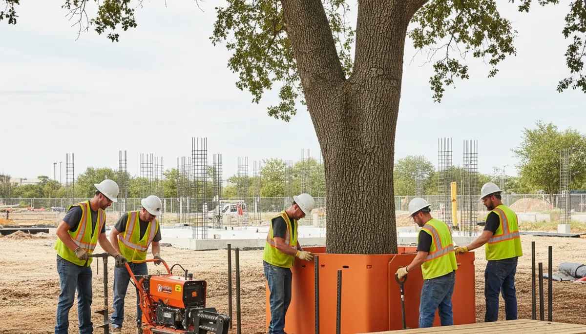 Milwaukee, WI arborist installing root protection for a healthy tree on a residential property
