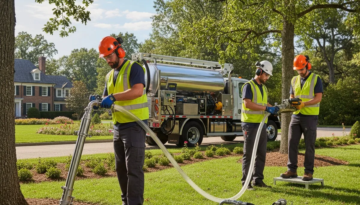 Tree care specialist fertilizing trees in Milwaukee, WI for healthier growth and root support