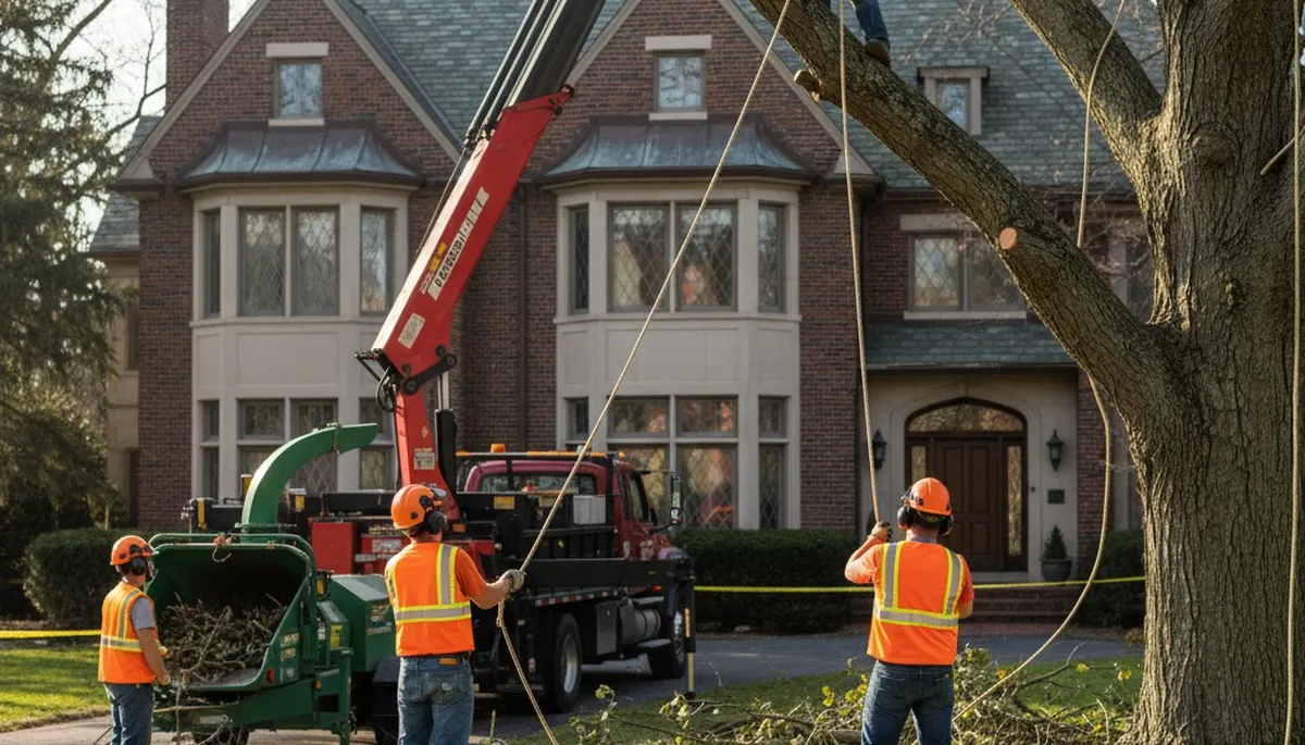 Milwaukee, WI tree service crew removing a tree for safe residential property care