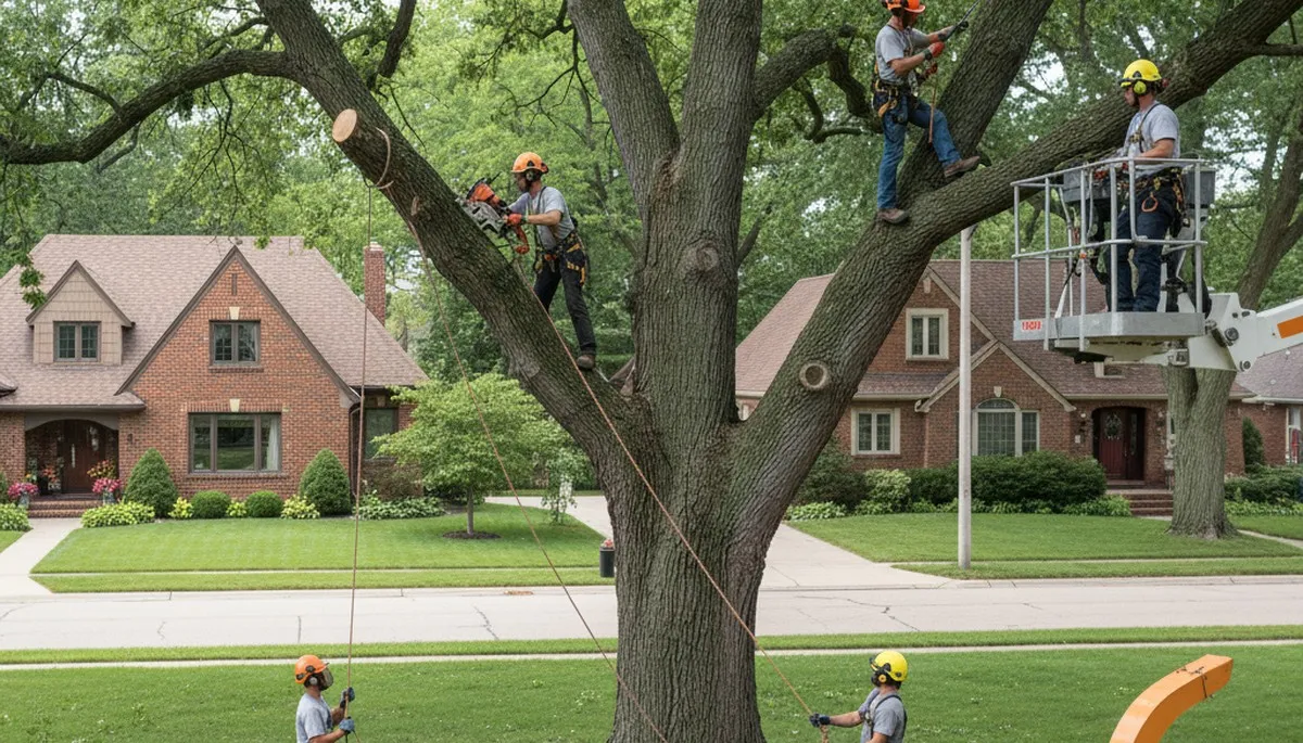 Tree service crew in Milwaukee, WI providing professional tree removal and trimming services