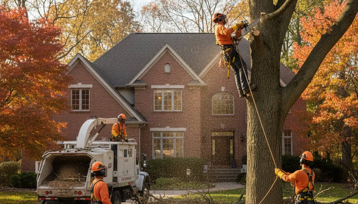 Milwaukee, WI tree removal crew handling safe residential tree service