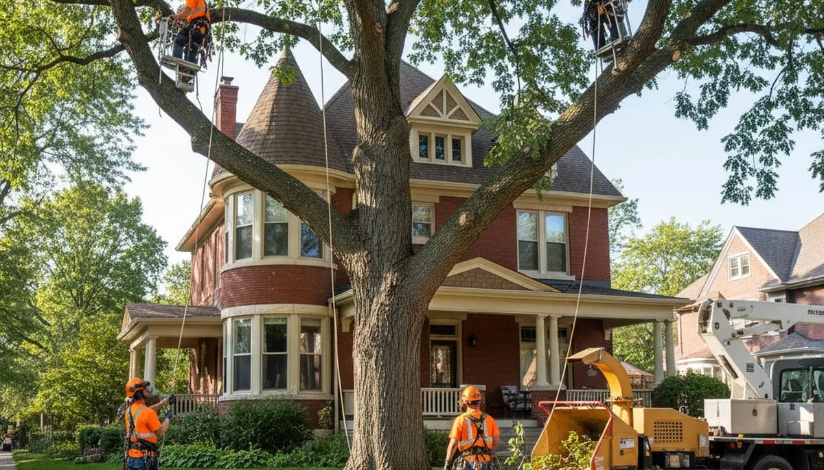 Tree service crew in Milwaukee, WI performing professional tree removal and trimming